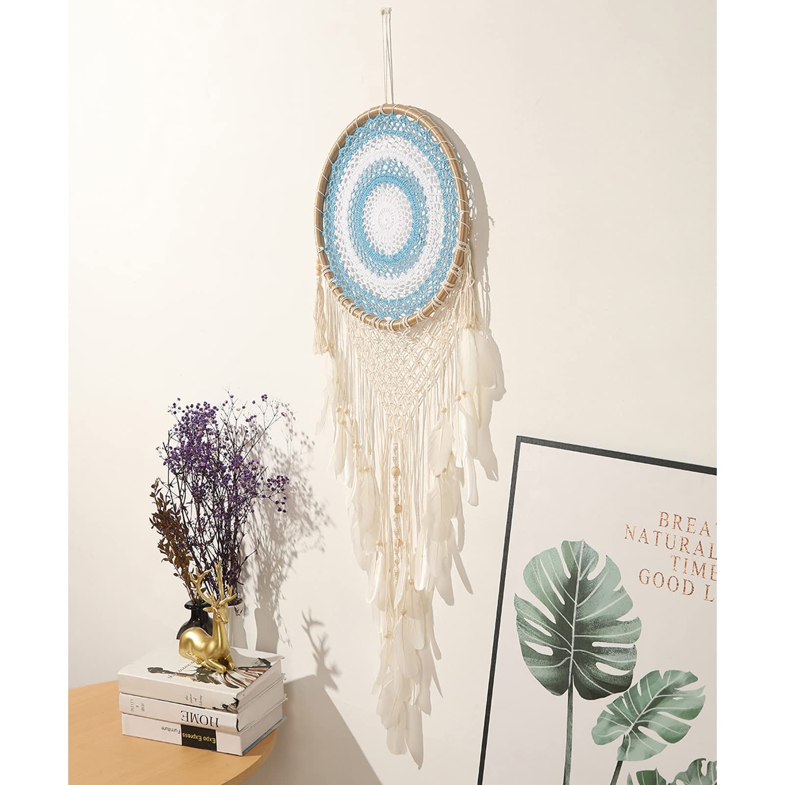 Juego de 2 atrapasueños grandes, tapices bohemios tejidos a mano para decoración de sala de estar y boda, 135-140 cm para decoración de pared de fondo