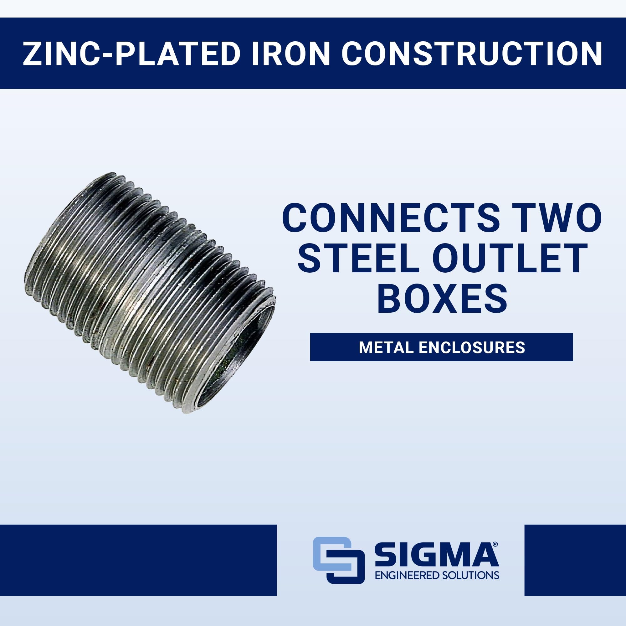 Sigma ProConnex 54300M 2" Rigid Threaded Nipple Conduit Fitting, 1-Pack — Amazon image 2