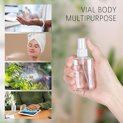 Miniatura 3 de Paquete de 36 botellas pequeñas de spray de 2 onzas, botella de plástico de niebla fina vacía transparente, envases de líquido vacíos recargables