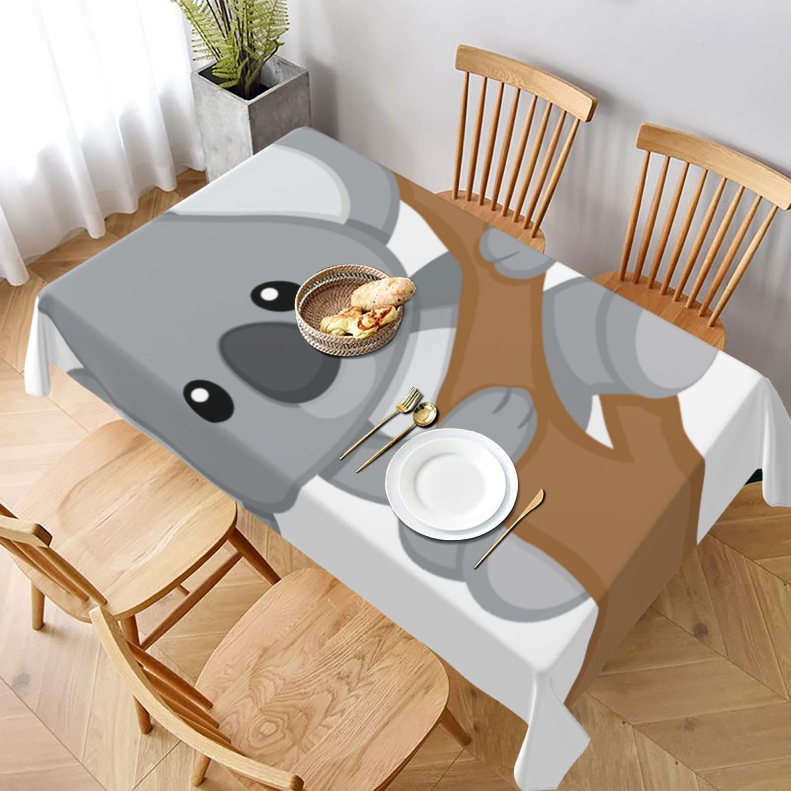 BNVSADC Hugging tree koala Printed Rectangle Tablecloth 228x152 CM, Water Resistant Polyester Table Cloth Decorative Fabric Table Covers for Kitchen Dining Table Parties Camping