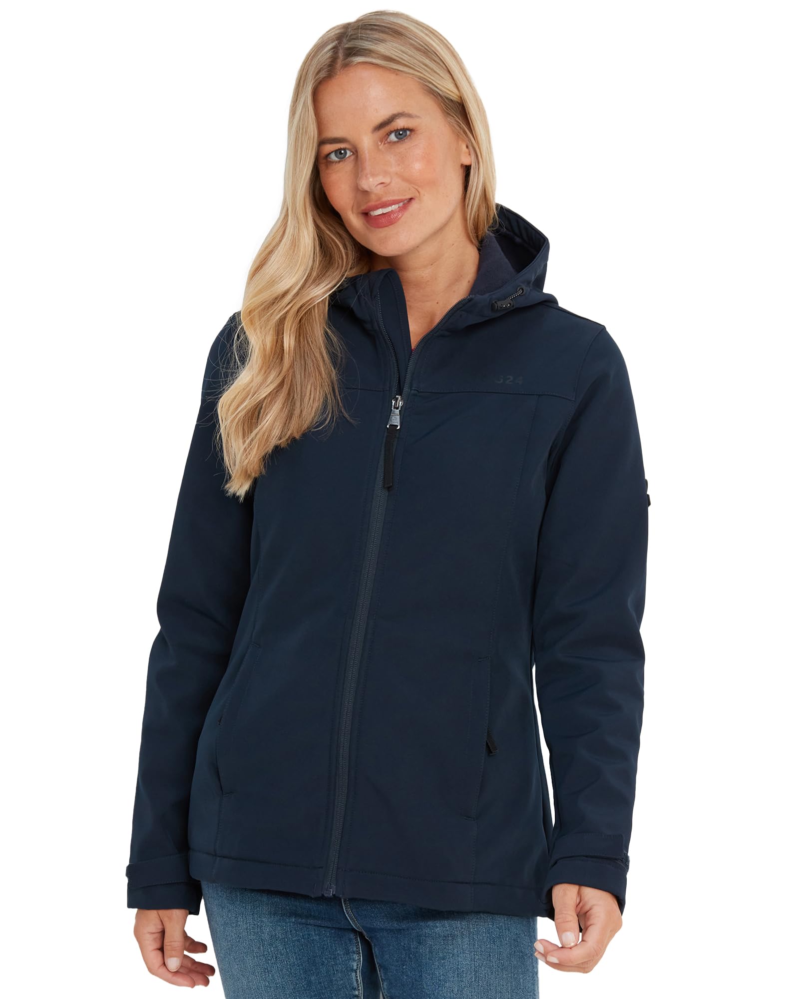 Tog24 Women's Navy 'Keld' Shower Resistant Hooded Softshell Jacket In | Size: 18