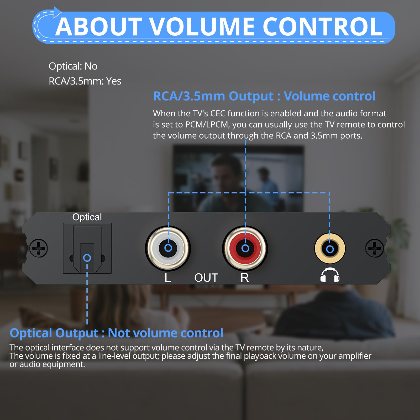 CAMWAY eARC Ekstraktor audio – HDMI ARC/eARC na światłowód, RCA, konwerter audio 3,5 mm, obsługuje dźwięk przestrzenny 5.1, łatwa konfiguracja soundbara, wzmacniacza, słuchawek, wyjścia audio TV