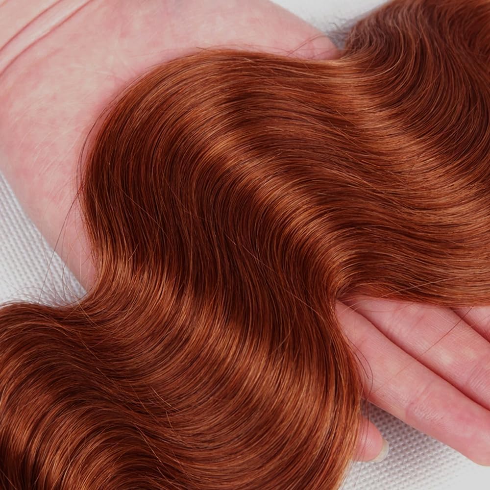 Tuheerst #33 Reddish Brown Color Body Wave Human Hair Bundles 28 30 32 Inch Doubles Weft Weave 3 Bundles Total 150g Unprocessed Human Hair Extension For Women - Image 4