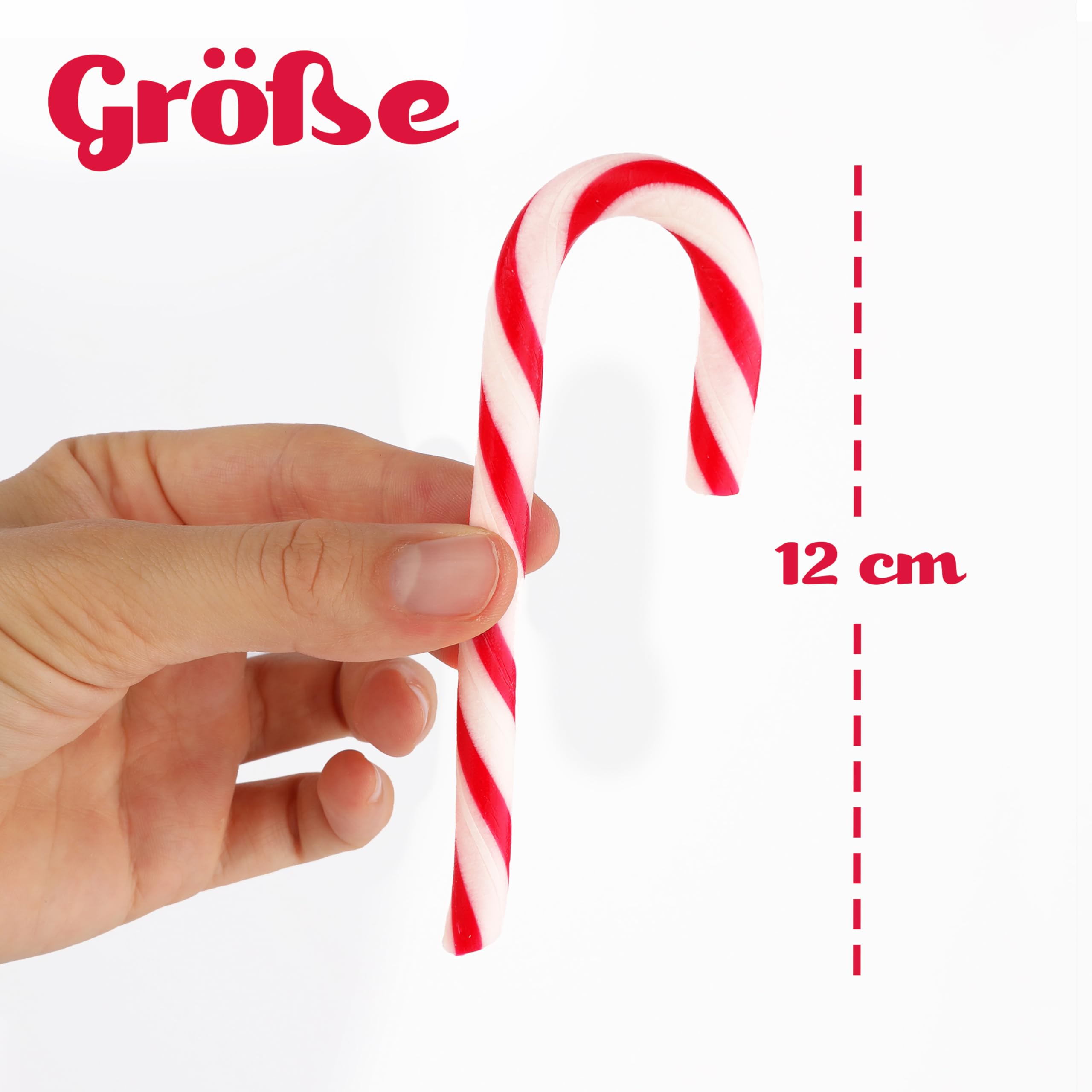 Beckys Zuckerstangen Erdbeergeschmack - 12 rot-weiße Candy Canes, 12g pro Stück - in roter Geschenkbox - Perfekt für Weihnachtsdeko, Baumdeko & als Süßigkeit für den Weihnachtsteller