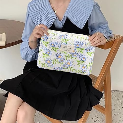 Miniatura 7 de Bolsa de maquillaje acolchada de algodón para mujer, bolsa grande de maquillaje de viaje, juego de soporte para brochas para mujer, bolsa de