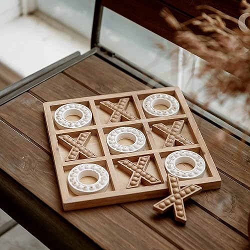 NIKKY HOME Tic Tac Toe Game Coffee Table Decor, 10.6