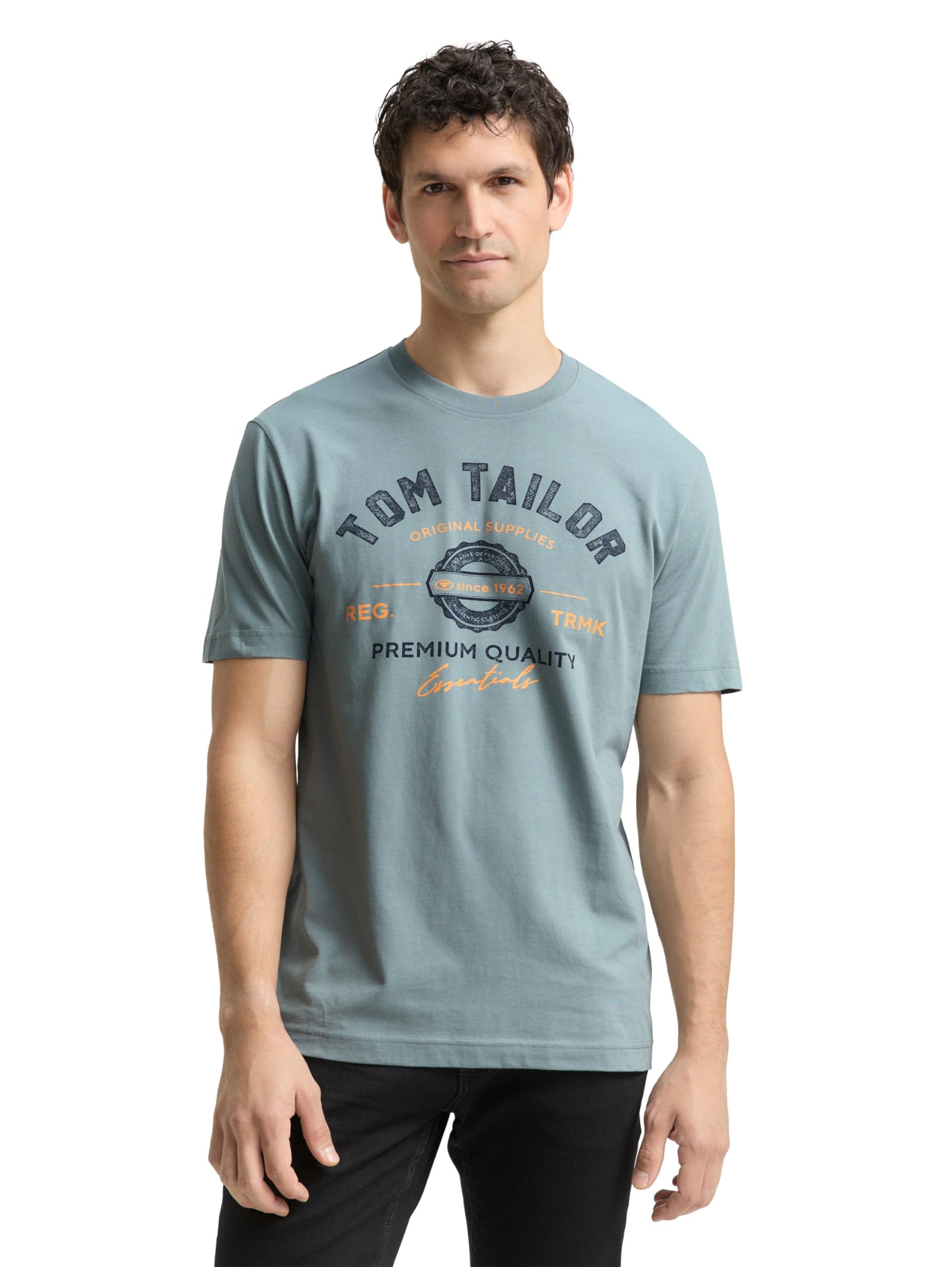 TOM TAILOR Herren T-Shirt aus Baumwolle mit Logo-Print