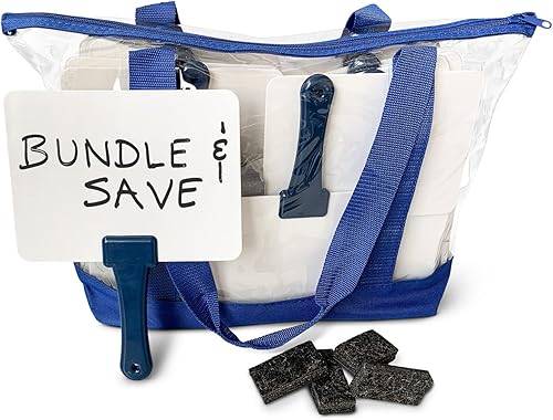 Miniatura 5 de Combo de 30 pizarras blancas de respuesta rápida en una bolsa de mano y mini-borradores, asas azules, superresistentes, borrado en seco, tableros de