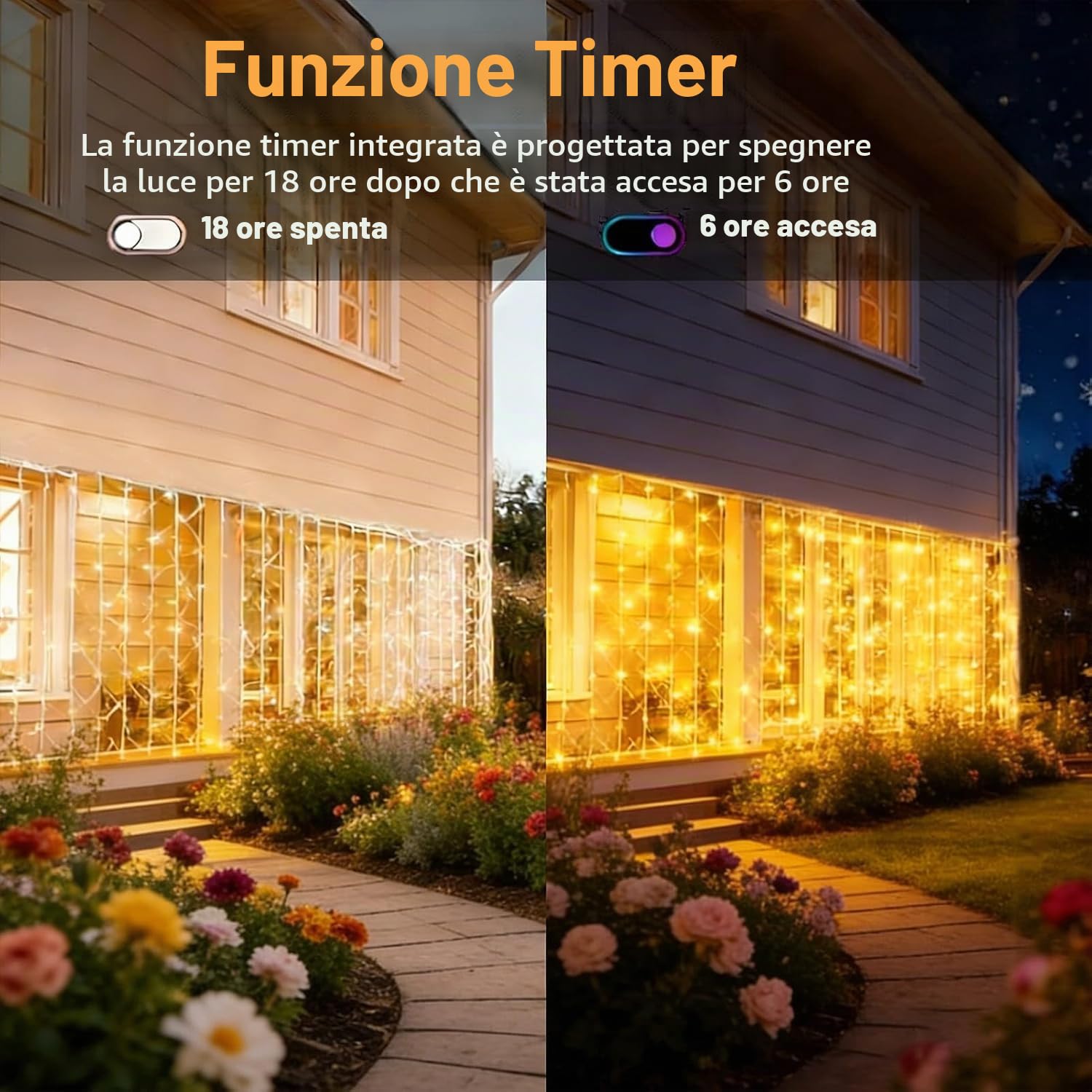Cozymeow 2 Pezzi Rete Tenda Luminosa 3x2M 204 LED Rete Luci con Spina | con Spina Timer, 8 Modalità Rete Luci Albero di Natale Impermeabile Tenda Luminosa per Balcone Giardino Soffitto Terrazza