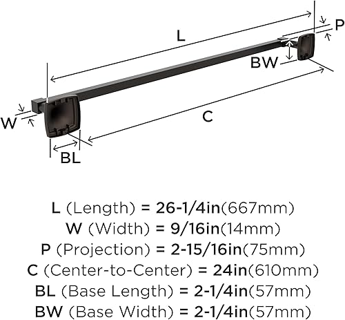 Vista 159 de Amerock Toallero negro mate – 7-9/16 pulgadas (7.559 in) de longitud – Soporte para toallas de baño y cocina Mate negro