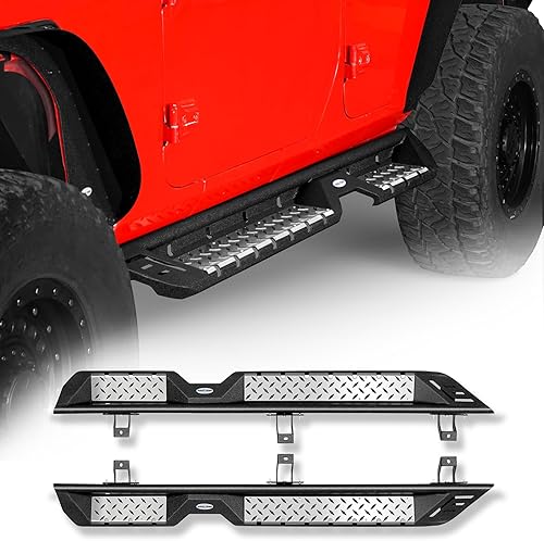 u-Box JLU Unlimited - Barra de estribo lateral con placas de acero inoxidable para Jeep JL Wrangler 2018-2025 de 4 puertas