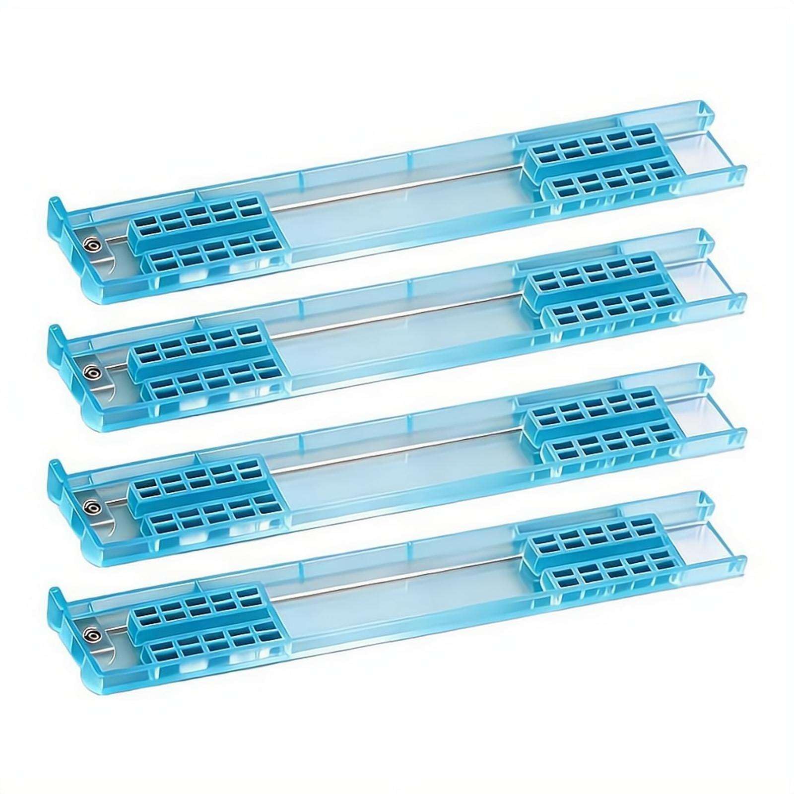Non-Slip Mahjong Racks with Pushers, 4-Pack Clear Acrylic Racks, American Mahjong Accessories with Right-Hand Pusher Arms for Game Night (blue)