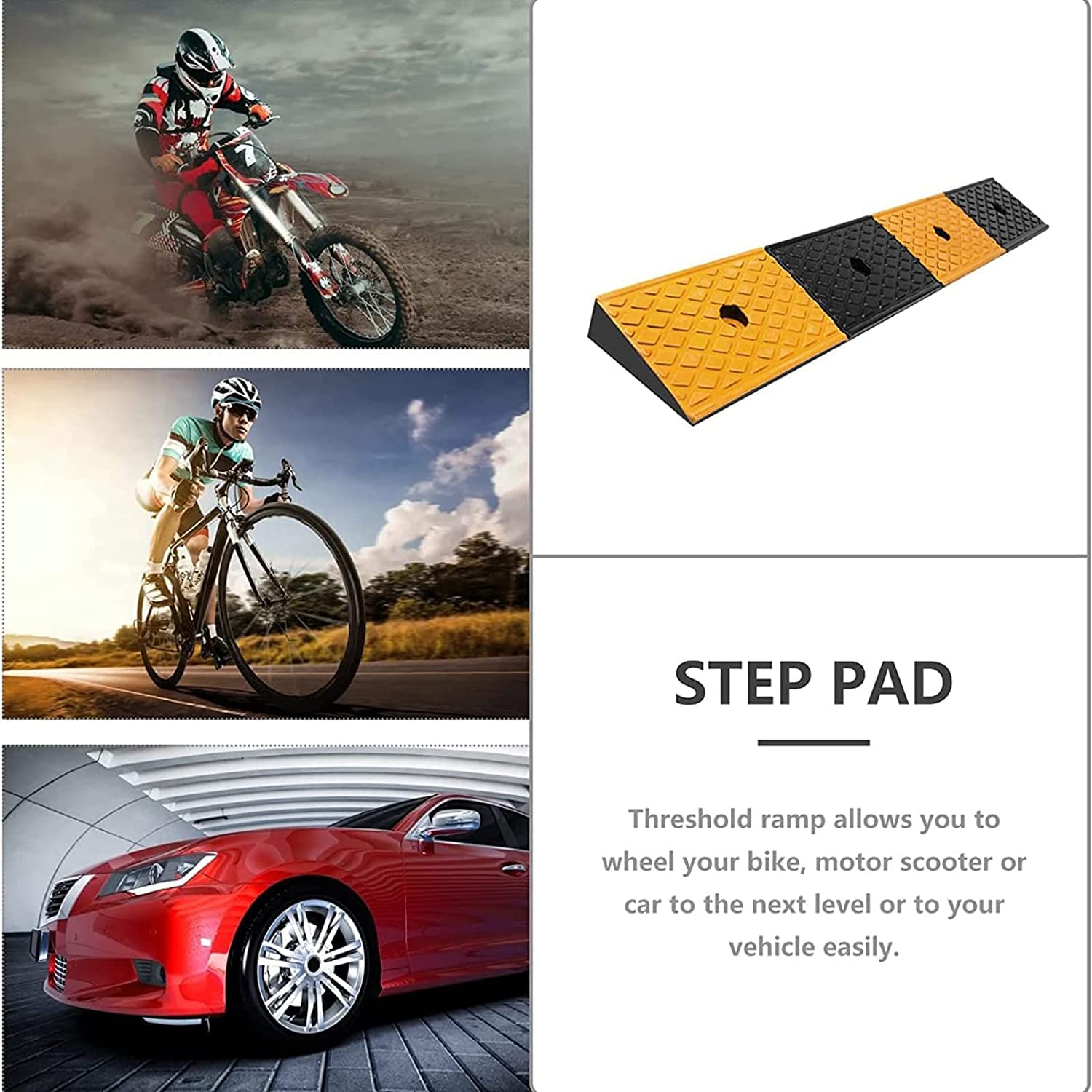 Rampe de Bordure en Caoutchouc – Portable Robuste for allée, Trottoir, Fauteuil Roulant, Voiture, Camion, vélo, Scooter, Roues, Moto avec boulons d'expansion(100 * 15 * 5cm)