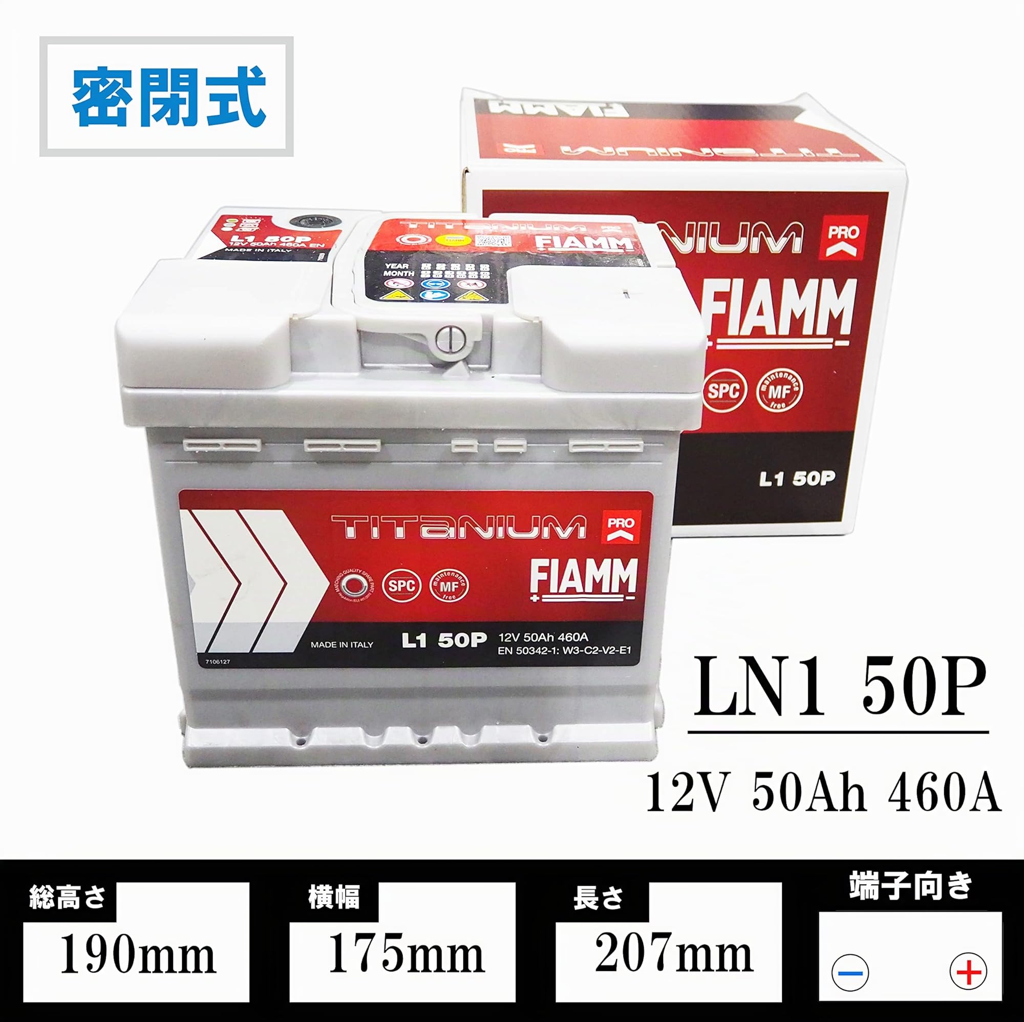 FIAMM Batteria auto 12V 50Ah 460A EN L1 50P Polo Positivo a Destra