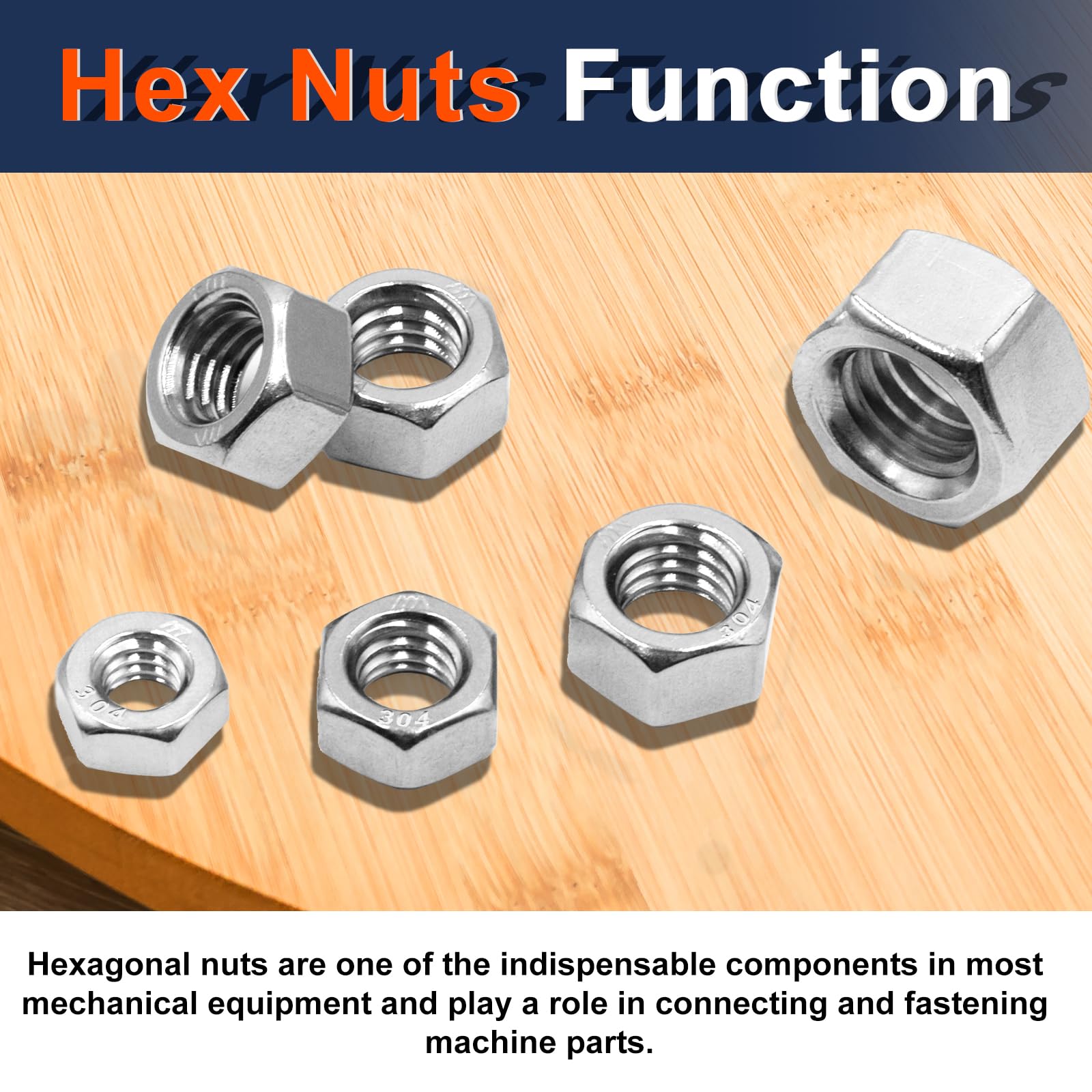 ZQZ 510 Pcs SAE & Metric Hex Nut Assortment Kit;304 Stainless Steel Nut Set — Amazon image 8