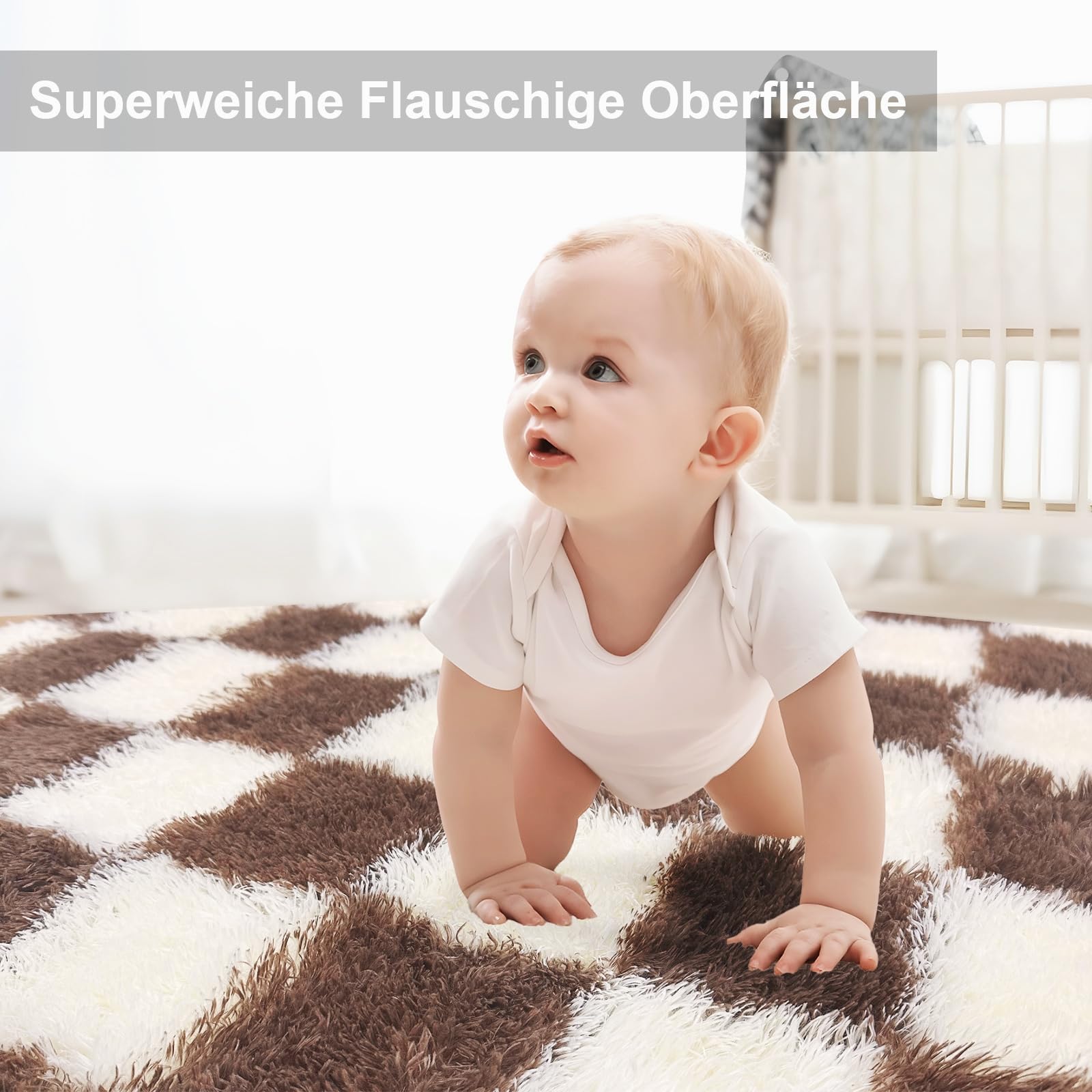 Alfombras de cuadros para dormitorio, 150x210cm, marrón y blanco, suave, alfombra grande para sala de estar, niños y niñas, jóvenes, dormitorio, pelo alto, esponjosa, larga, pasillo