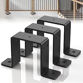NOORSUND 3 Pcs 4x4 Strap Post Ties | Heavy Duty Fence Post Brackets with Black Powder Coated | 4"x4" Post Brackets for Wood Post Beam and Gazebo Mounting Brackets | Thickness 2mm