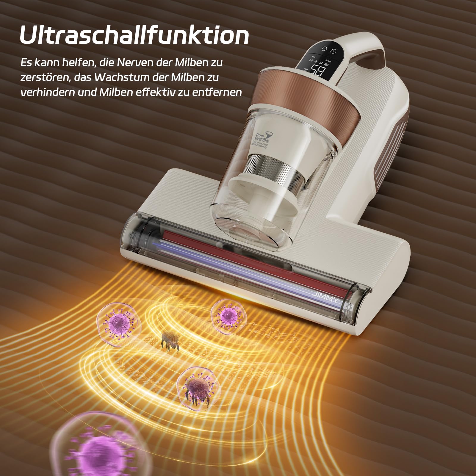 Jimmy BX6 Lite Milbensauger 15kPa Matratzensauger mit Staubsensor Heißluftfunktion UV-C Licht