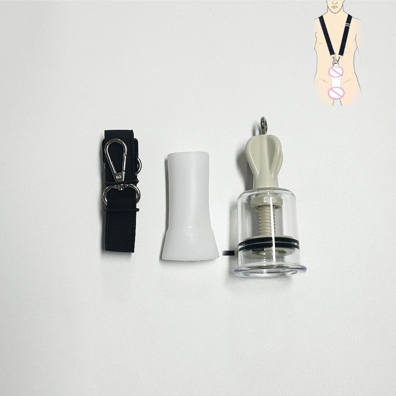 Allungamento Del Pene Pompa Per Il Pene Set Per L'ingrandimento Masturbazione Penis Trainer Enlargement Devices SM Sex Toy Per Uomini (Waist belt,1)
