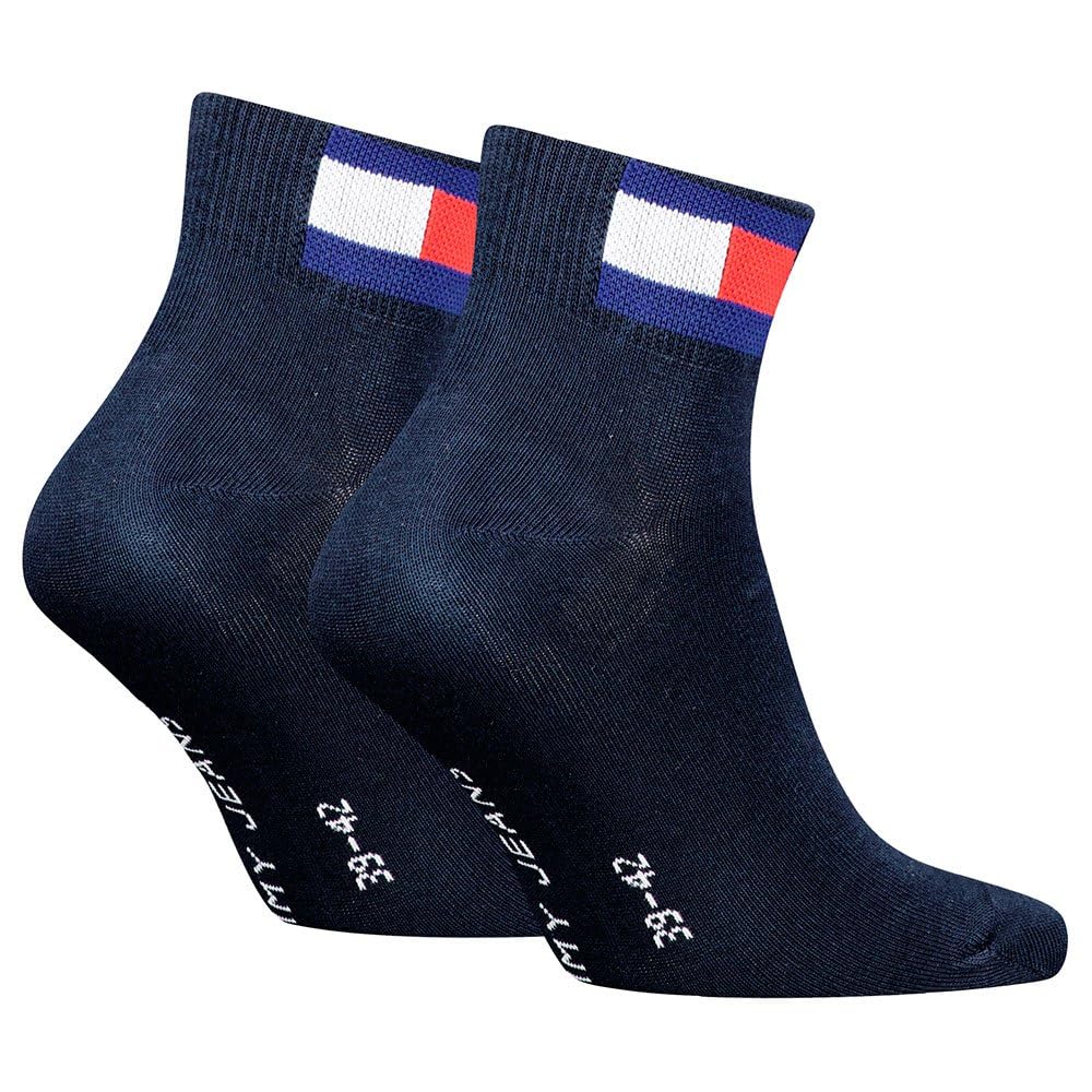 Tommy Hilfiger Skarpety typu Quarter, uniseks, 2 sztuki w opakowaniu, niebieski morski, 39-42 EU