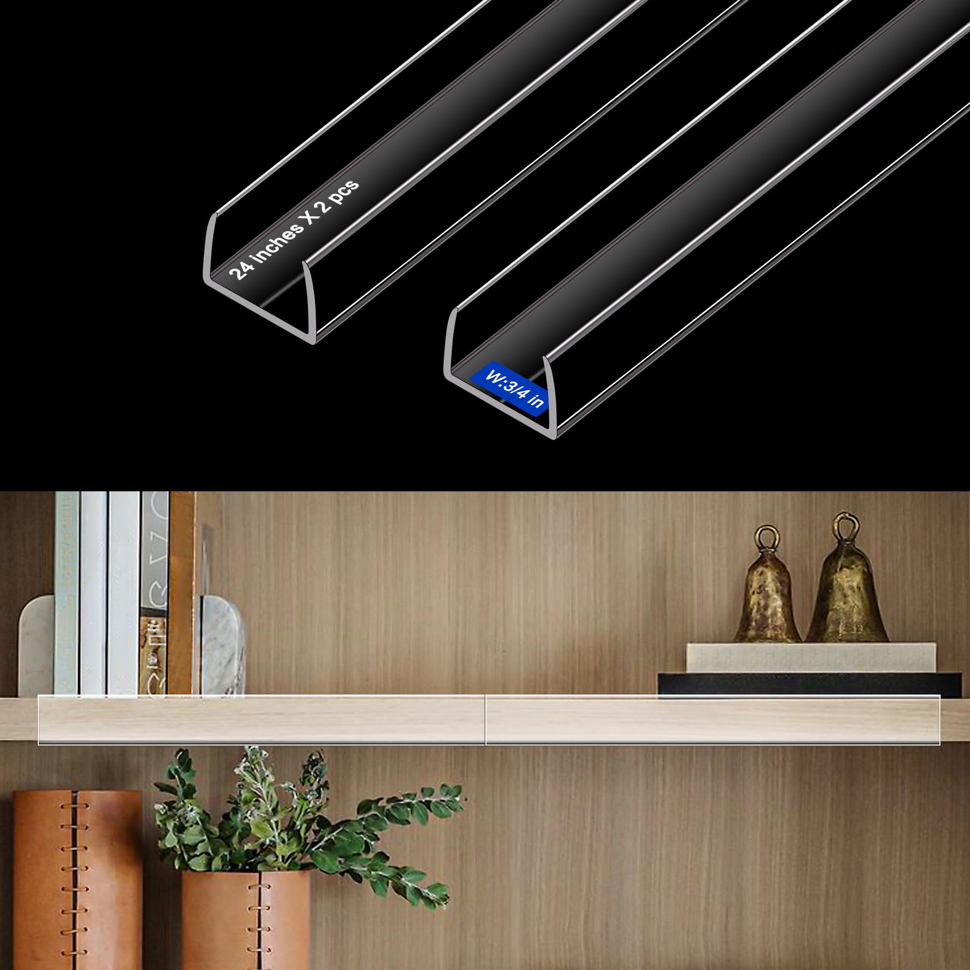 View 1 of 2 Pack Clear U-Shaped Cabinet Edge Protectors for 3/4" Thick Doors & Drawers - 24" Slip-On Guard Prevents Chips, Scratches and Discoloration