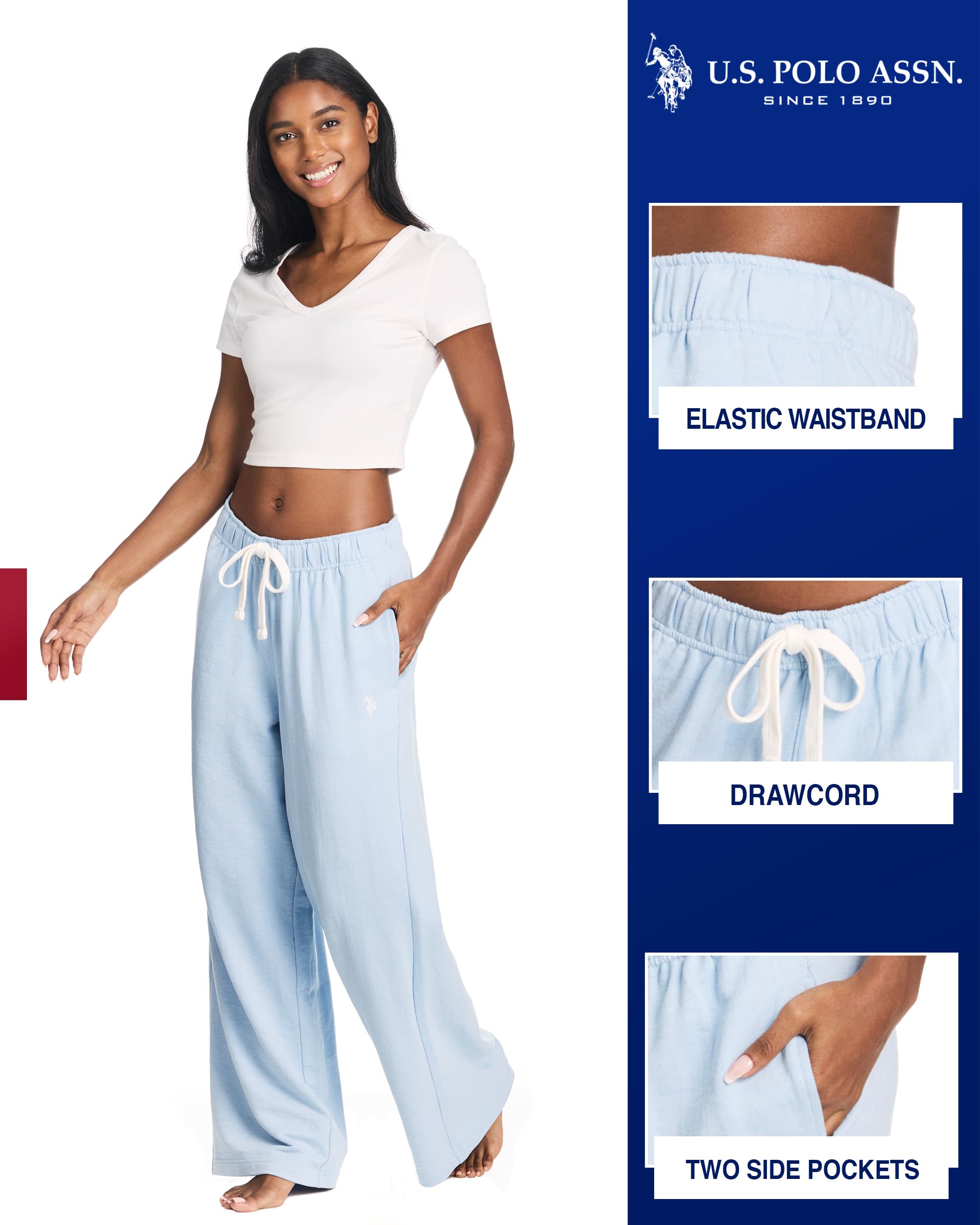 U.S. Polo Assn. French Terry Wide Leg Sweatpants - Pantalones de chándal Mujer