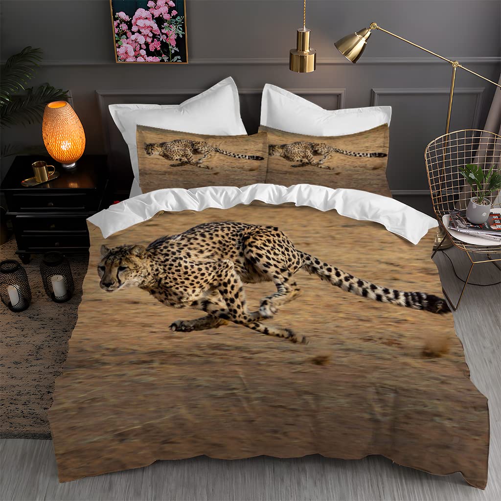 BettwäSche 220x240 Khakifarbener Gepard Weiche Und Angenehme Schlafkomfort 100% Mikrofaser BettwäSche-Sets -1 Bettbezug 220x240 cm + 2 KissenbezüGe 80 X 80 cm
