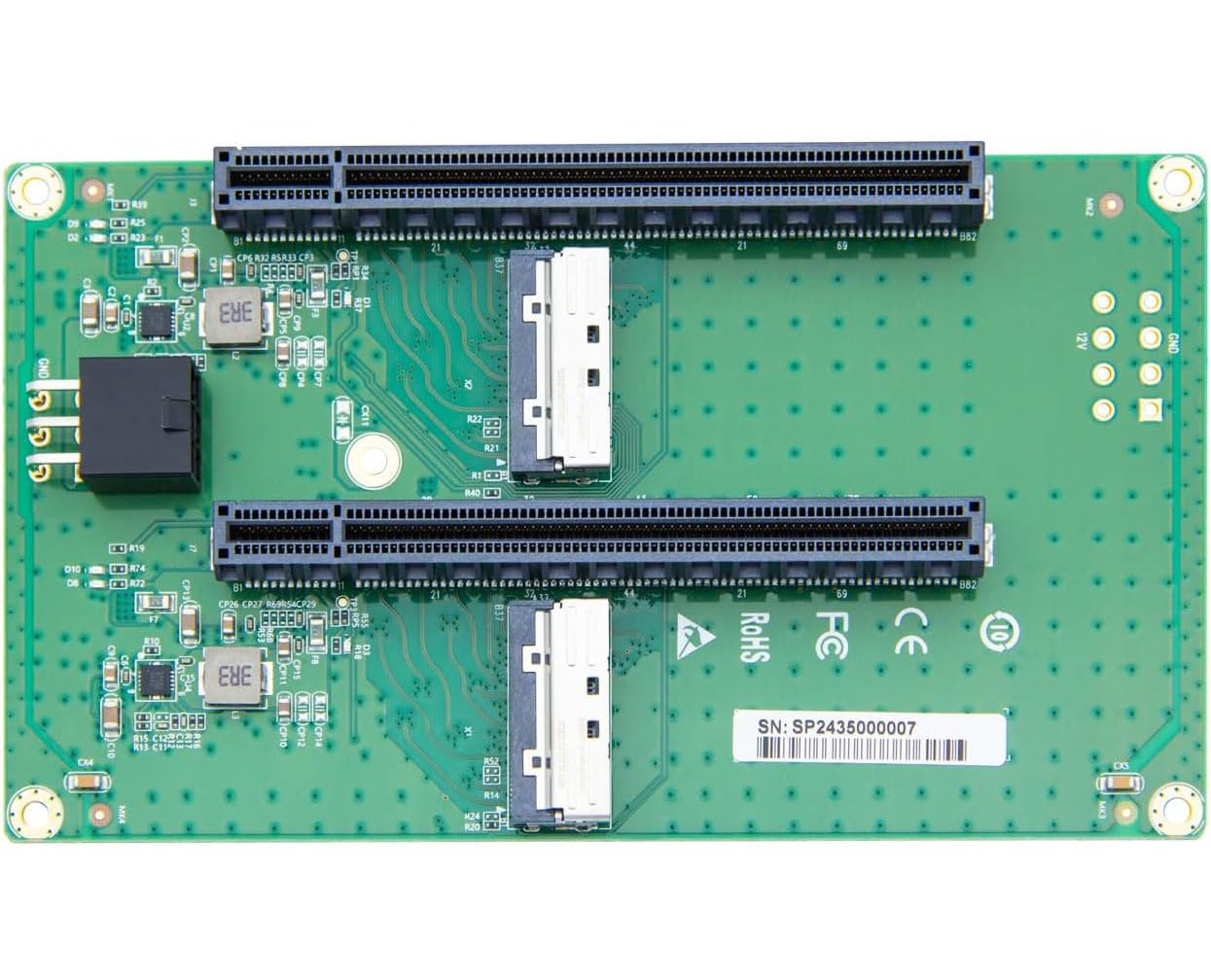H!Fiber Adattatore da MCIO a 2 porte (74pin) da 8i a PCIe X16 femmina (X8 per ogni slot), Gen5 PCIe5.0