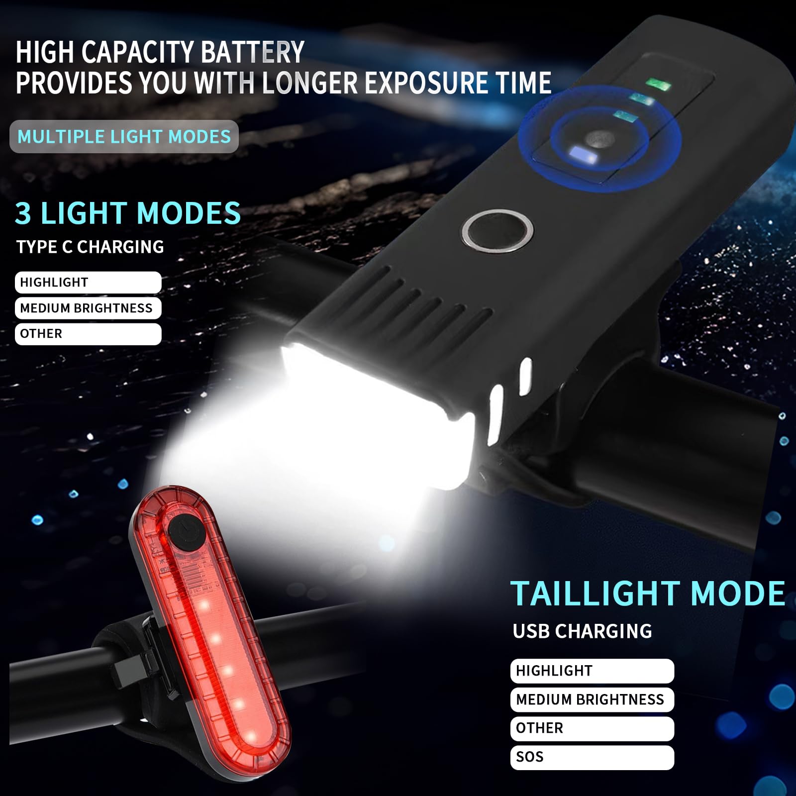 Kit Lumière Vélo, Ensemble Lumière Vélo IPX5 Etanche, Kit Lumière De