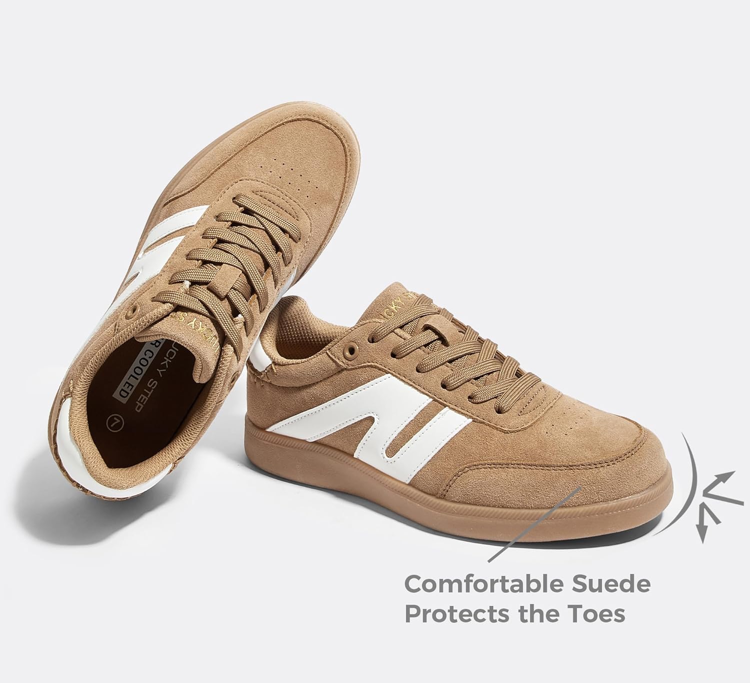 LUCKY STEP Women Classic Retro Gum Sole Fashion Sneakers Casual Tennis Skate Shoe Genuine Leather Walking Footwear Anti Slip Trainers - Image 4