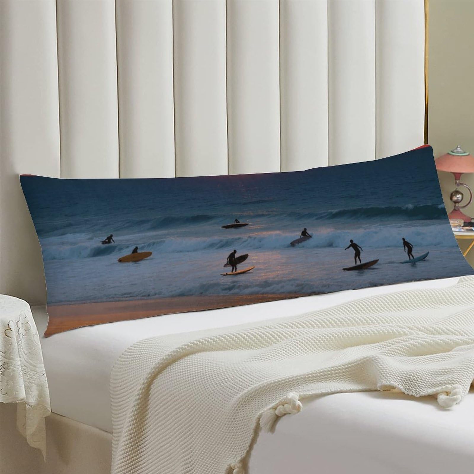 Body Pillow Cover 20x54 Long Pillow Case with Invisible Zipper Breathable Microfiber Beach Red Sunset Pillowcase Soft Cozy Protector for Bedroom Couch Sofa Bed Home Decor All Seasons