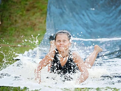 Miniatura 6 de Gnimihz Antideslizantes de 30 x 6 pies resistentes con 2 tablas de bodyboard, tobogán de agua más grueso, diseño resistente al desgarro, fácil de
