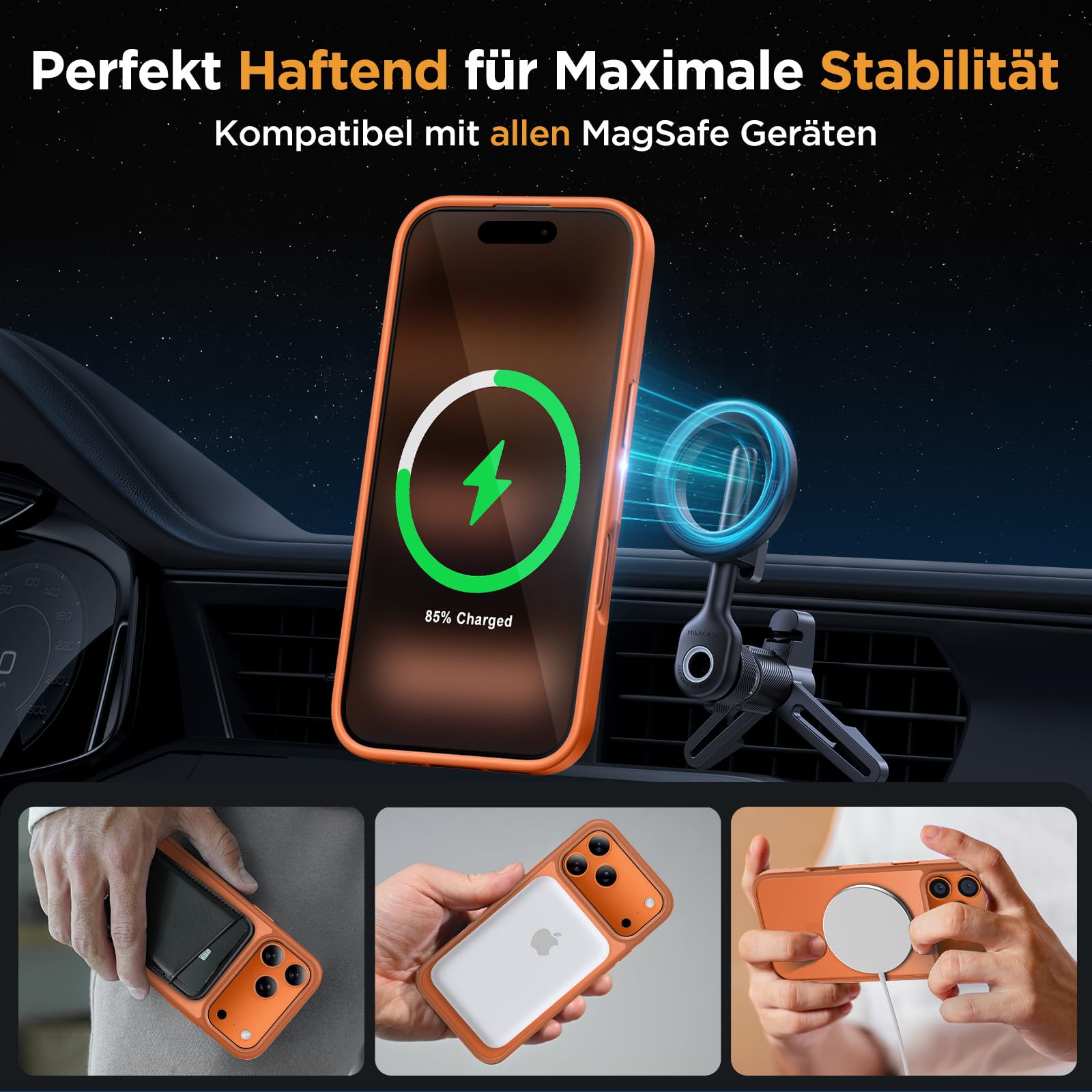 Miracase für iPhone 17 Pro Max Hülle für Magsafe [TOP Militärschutz & Magnetkraft] Stoßfest Kratzfest mit Samtiger Haptik Extrem Langlebig Handyhülle für iPhone 17 Pro Max 6,9", Matt-Orange