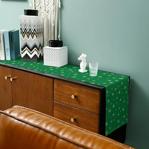 Miniatura 6 de Camino de mesa de invierno de temporada con copos de nieve de 36 pulgadas de largo para mesa de comedor, camino de mesa de lino y algodón, lavable