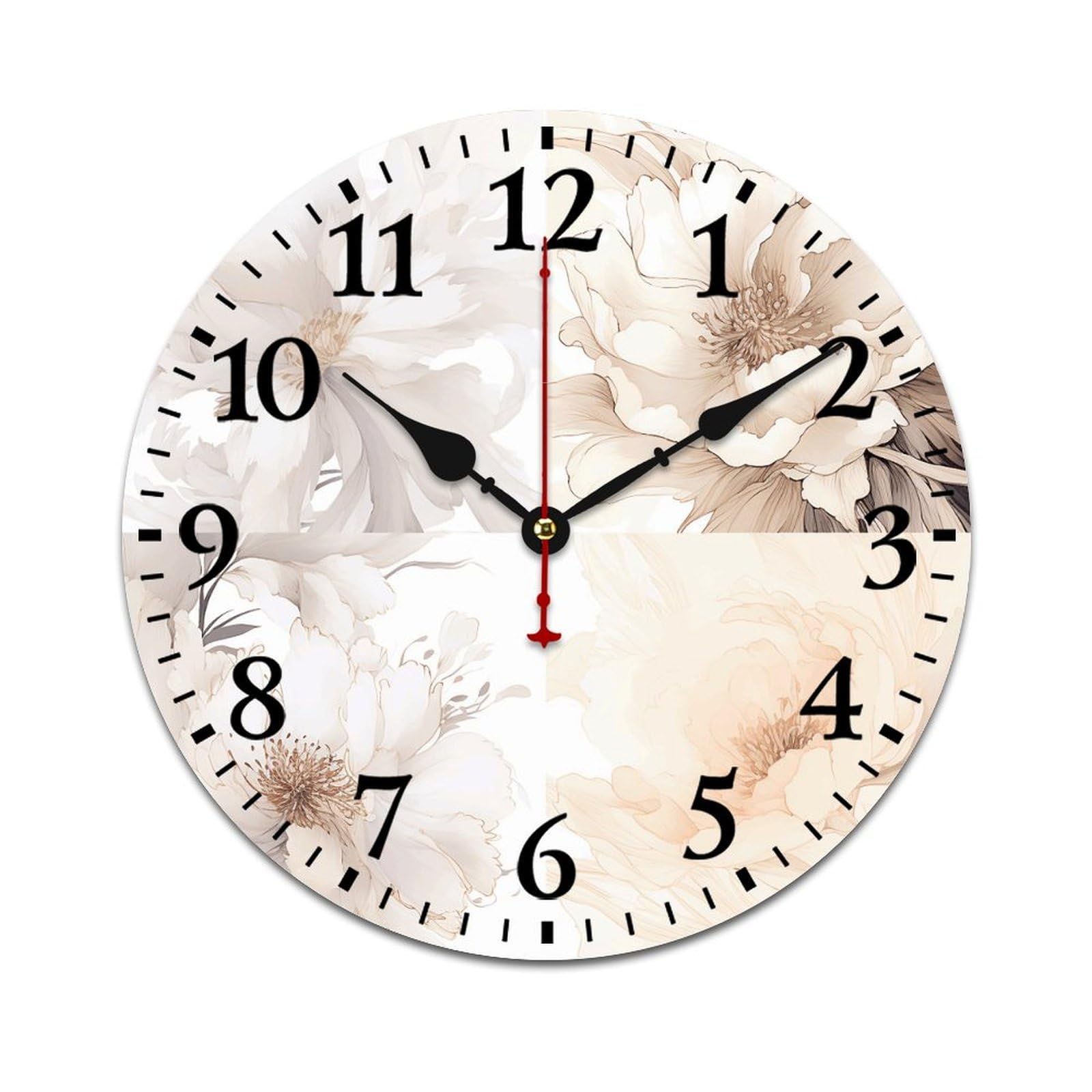 NTVOWPZO 10 Inch Wall Clock Wooden Image Battery Operated Wall Clocks Silent Non-Ticking Square Wall Clock for Living Room Kitchen Home Office Wall Decorative Clocks