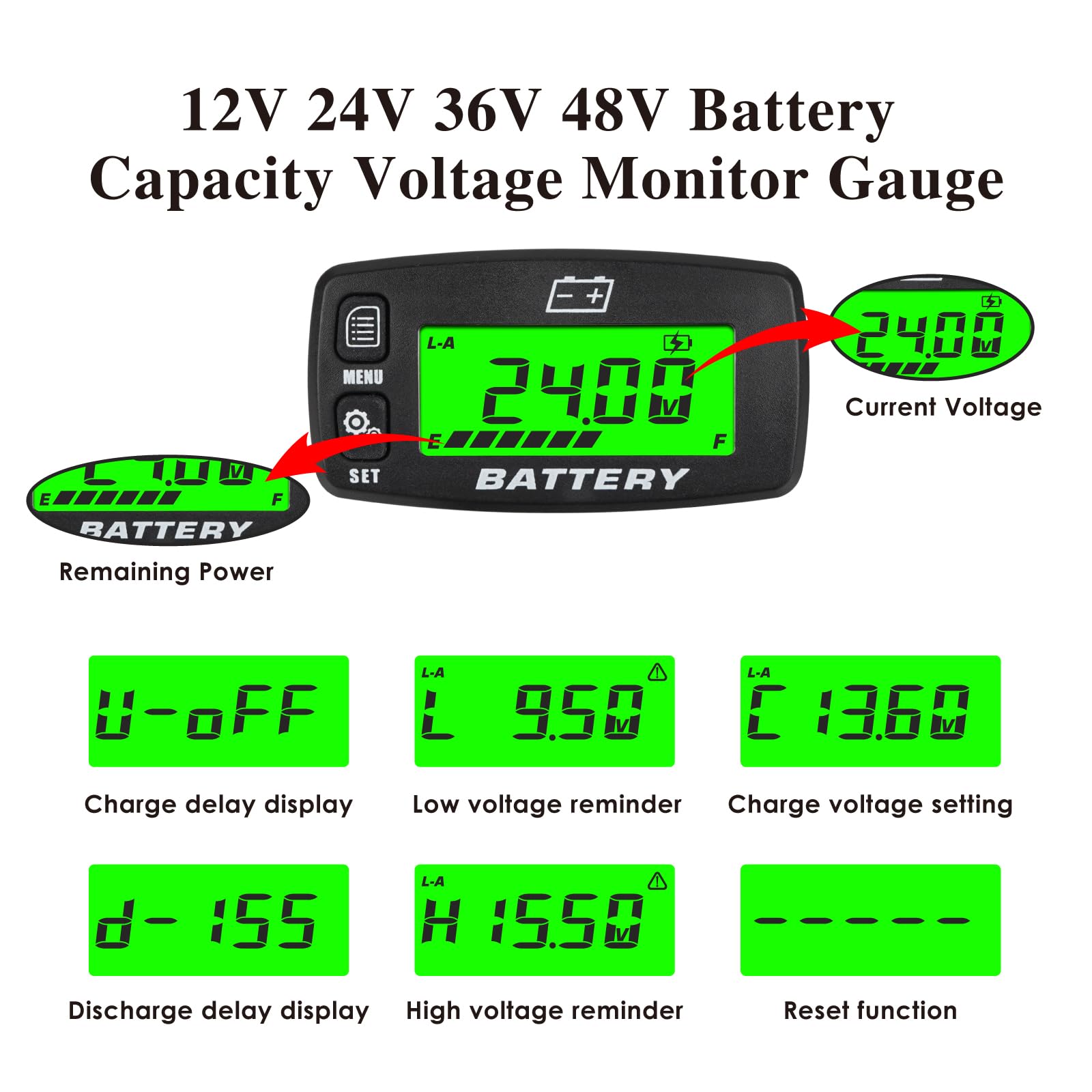 Indicateur Batterie LED 12V-72V - Pour Voiturette Golf, Chariot Élévateur