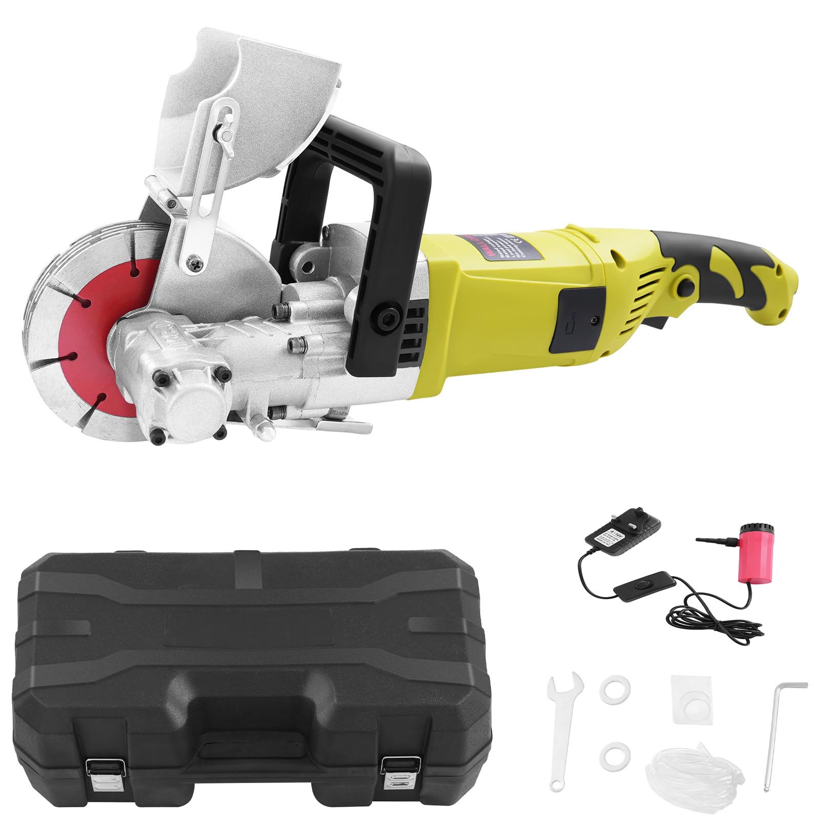 Vonvver Red Electric Wall Chaser 4000W With Adjustable Cutting Depth 30Mm, Wall Groove Cutting Machine With Dust Extractor Adapter, 5-Blade Brick Concrete Slotting Machine, 6000Rpm Wall Chaser For Brick,