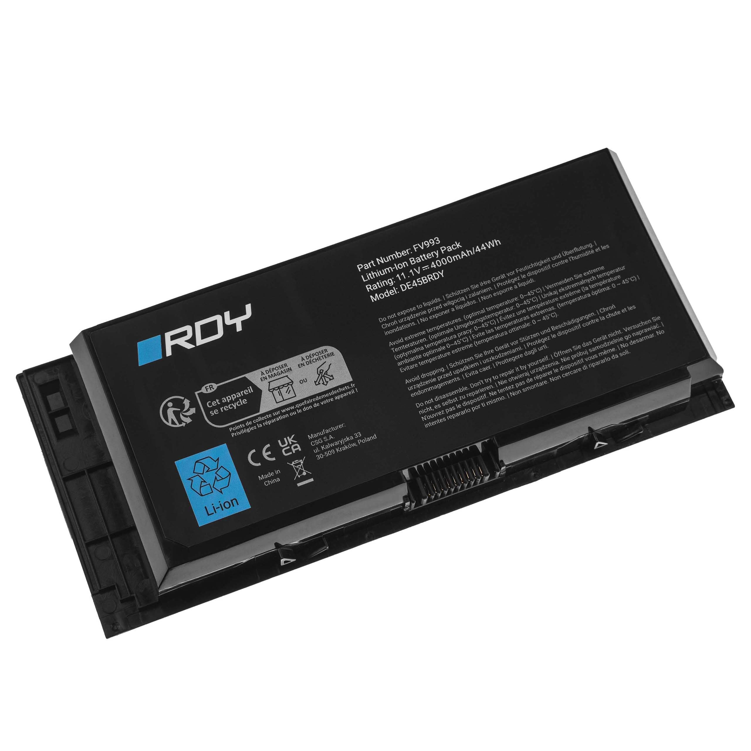 RDY Batteria Notebook FV993 FJJ4W PG6RC R7PND RY6WH T3NT1 DWG4P V7M28 FVWT4 per Dell Precision M4600 M4700 M4800 M6600 M6700 M6800 (Capacità: 4000 mAh 11.1V)