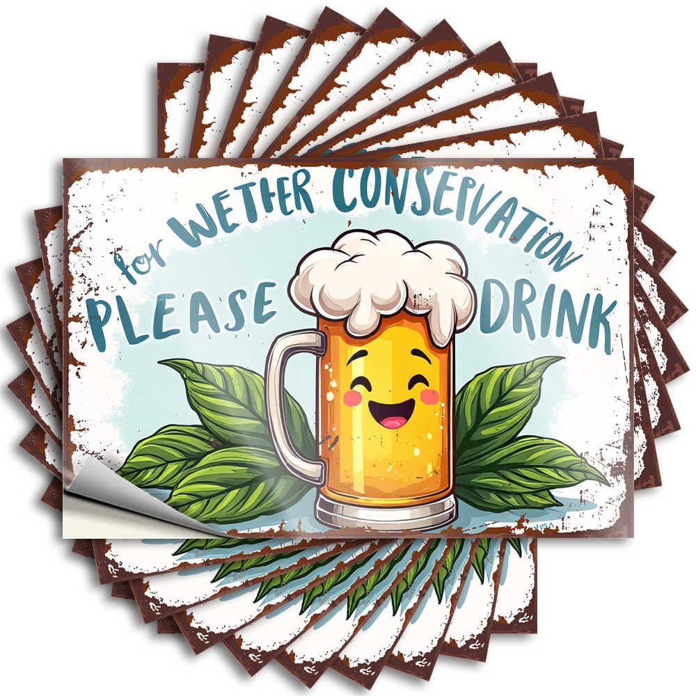 Fzfn Colour Sticker Cozy Fall Door Decor Cover Happy Beer Mug Promotes Water Conservation With Green Leaves - No Residue Decals For Hunting(12X18cm)