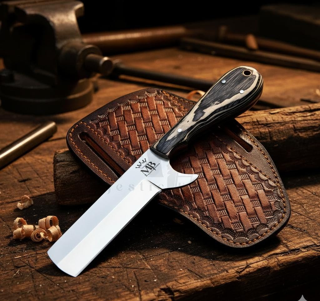 Handmade D2 Steel Bull Cutter knife Full Tang Fixed Blade Hunting Knive with sheath and Pakkawood for skinning camping and outdoor Gifts for men