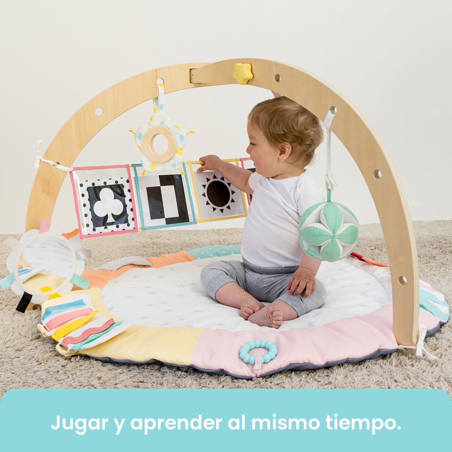 Oh My Baby Alfombra de actividades, Gimnasio para Bebé, Manta Actividades 7 Juguetes para Educación Temprana, Alfombra de Juego