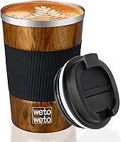 Vista 64 de WETOWETO Taza de viaje de 12 onzas, taza de café reutilizable aislada con tapa a prueba de fugas, taza de café de viaje de acero inoxidable, taza