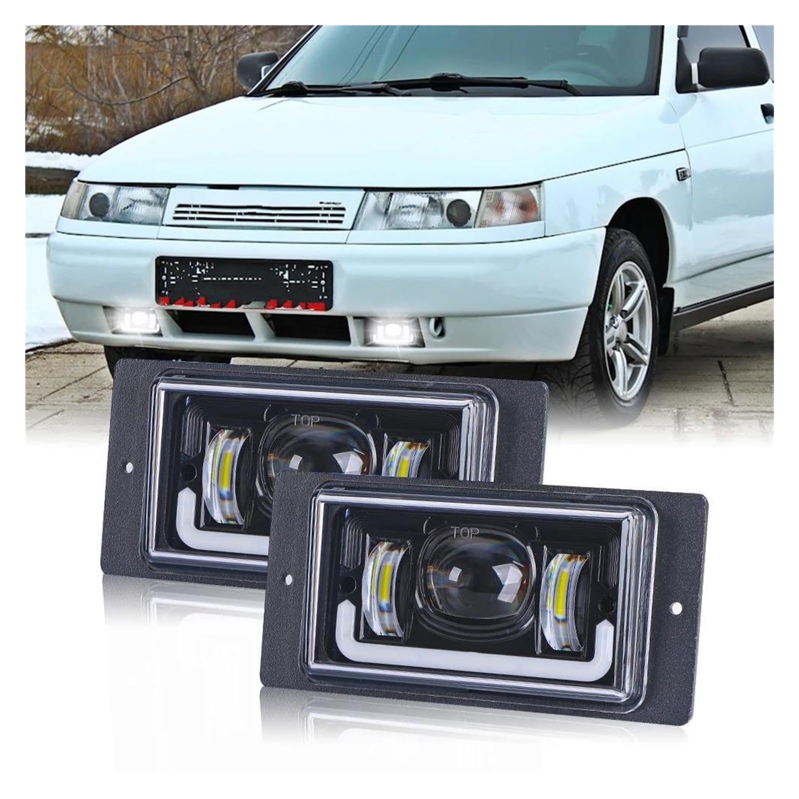 Front Headlight Car Accessories 12v Led Headlight For Lada For Niva 4x4 1995+ Daytime Running Lights Turn Signal For Lada Fog Lamp For Offroad DRL Headlamp(B)(A)