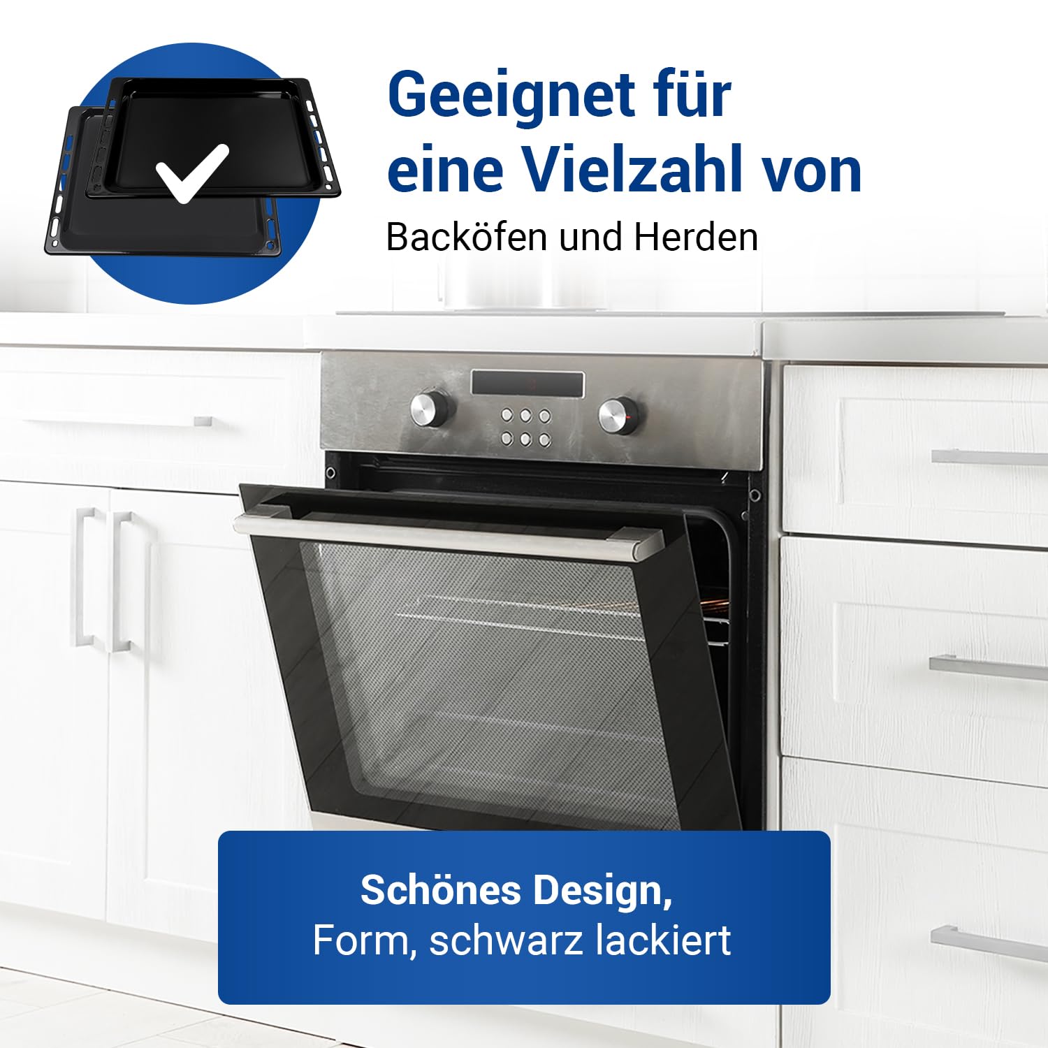 VIOKS Set 2x Tiefes Backblech 45x37 cm / 445x375 mm Ersatz für Whirlpool Bauknecht Fettpfanne Backofen - Ofen Baking Tray & Backblech Tief Emailliert