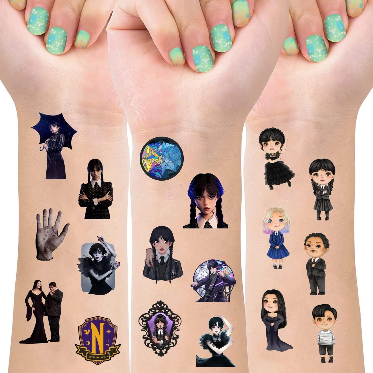 8 Sheets Wednesday New Addams TV Show Temporary Tattoos