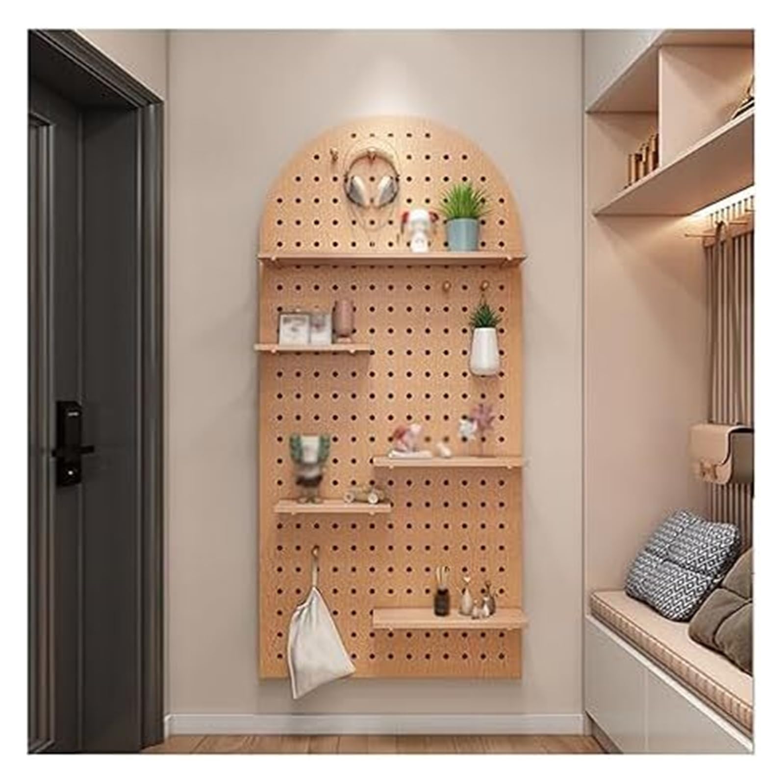 Peg Board,Pegboard Panels, Wooden Pegboard Organizer Kit - Wall Organiser Pegboard Perfects for Home Office Garage(Wood-b)
