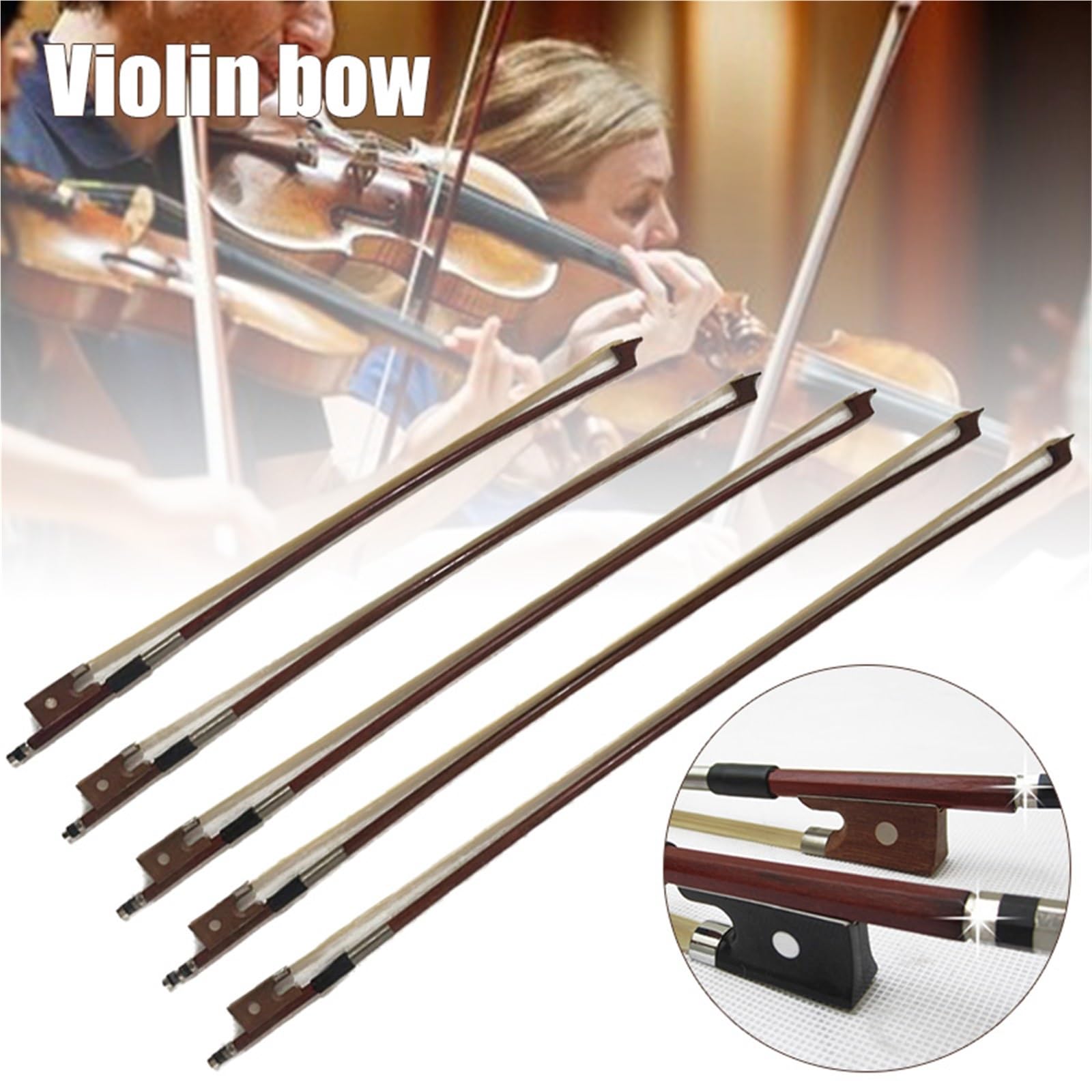Geigenbogen Gebogener Violinbogen Violinbogenmaterial Violinbogen Musikinstrument Musikbogen(4 4)