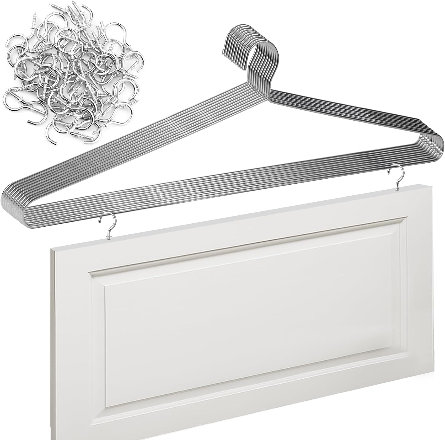 10 Pack Cabinet Door Painting Hanger 37.4 x 12.6 in Door Painting Brackets with 50 Pcs Zinc Plated Metal Screw-in Cup Hooks Paint Drying Rack Panels Drying Rack Painter Tools DIY (Silver) 60 Silver 37.4 x 12.6 in