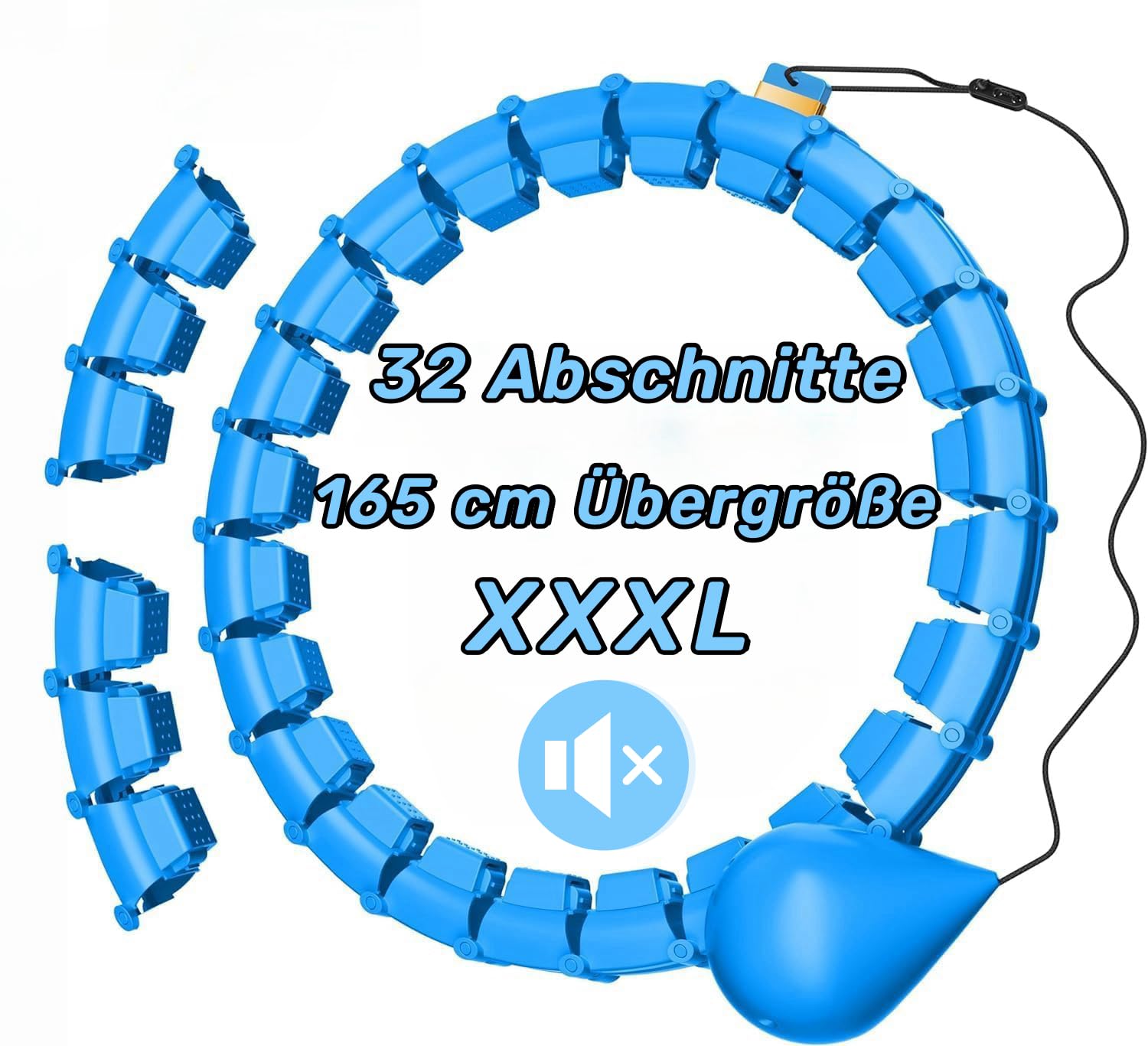 Cerceau Smart Hoop extra large de 165 cm pour adulte avec boule de poids, 32 nœuds, ne tombe jamais du hula silencieux pour perdre du poids, fitness, divertissement