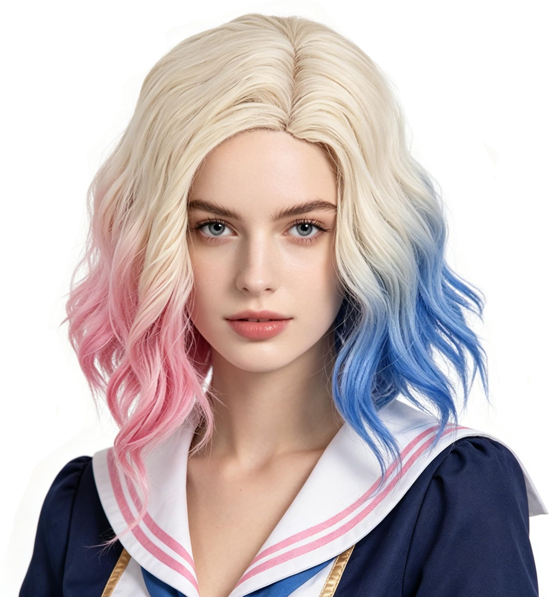 Amazon.com: Blonde Short Wave Curly Adult Pink Blue Hair Anime Amazon.com: Blonde Short Wave Curly Adult Pink Blue Hair Anime